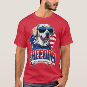 4. Juli Hunde Labrador Sonnenbrillen Flag Amerika  T-Shirt