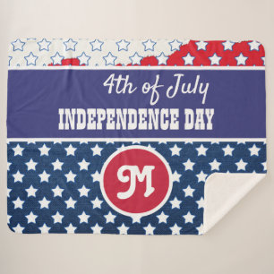 4. Juli Independence Day Monogramm Sherpadecke