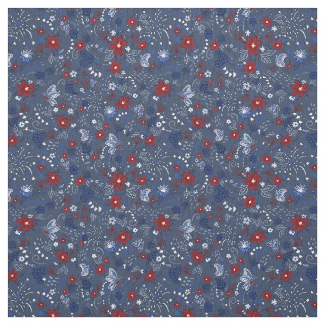 4. Juli, Independence Patriotic Red White Blue Stoff (Muster)