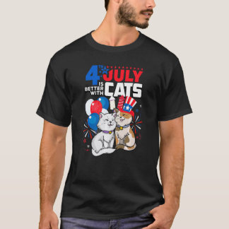 4. Juli ist besser mit Katzen Unabhängigkeitstag H T-Shirt