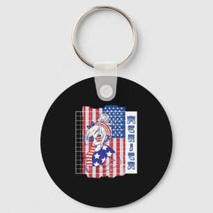 4. Juli japanisches Anime-Mädchen patriotisch amer Schlüsselanhänger