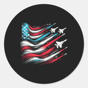 4. Juli Jet American Flag Patriotic USA für mich Runder Aufkleber