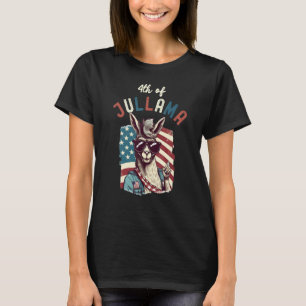 4. Juli Jullama  Retro-Amerikanische Flagge Ll T-Shirt