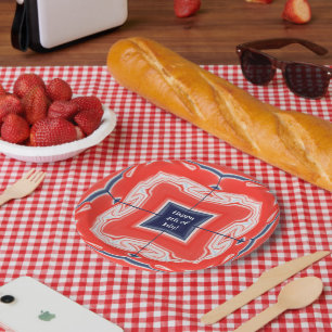 4. Juli Kaleidoskop Red White Blue Pappteller