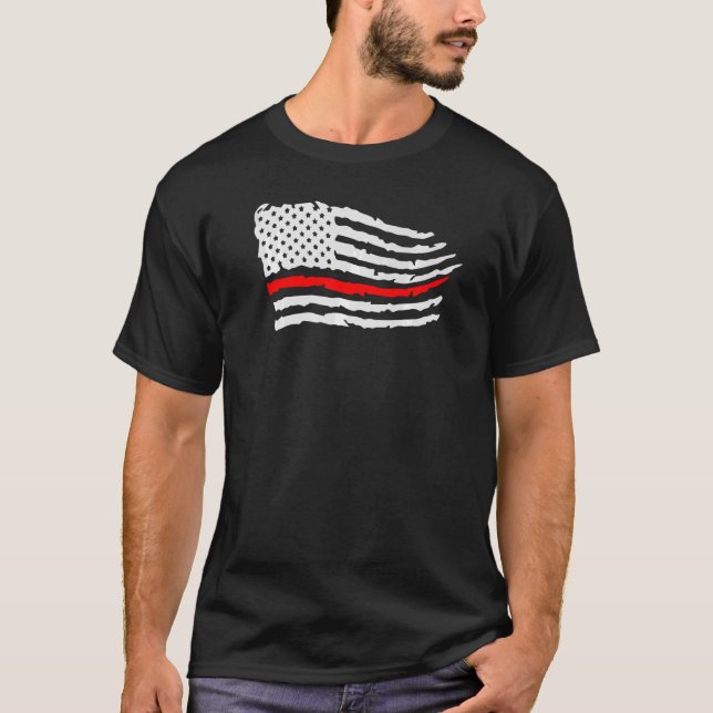 4. Juli Kämpfer American Flag Thin Red Lin T-Shirt (Vorderseite)