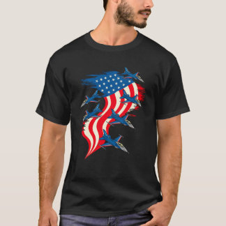4. Juli Kampfflugzeug rot blau blau rot amerikanis T-Shirt