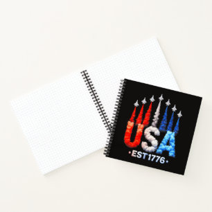 4. Juli-Kampfjets USA Patriotisch Notizbuch