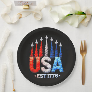 4. Juli-Kampfjets USA Patriotisch Pappteller