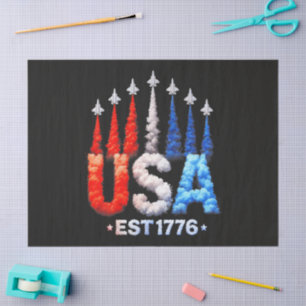 4. Juli-Kampfjets USA Patriotisch Seidenpapier