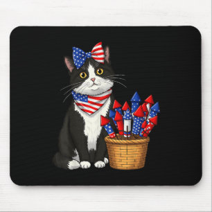 4. Juli Kat- und Feuerwerksdesign für Männer Fraue Mousepad