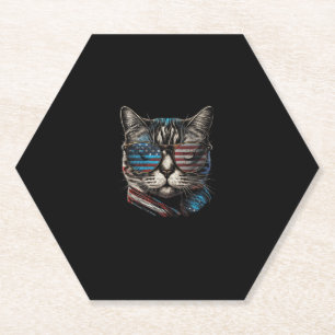 4. Juli Katze American Flag America Patri Untersetzer