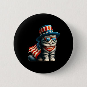 4. Juli Katze Amerikanische Flagge Katzenliebhaber Button
