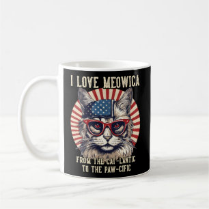 4. Juli Katze I Liebe Meowica Patriotic Katze Kaffeetasse