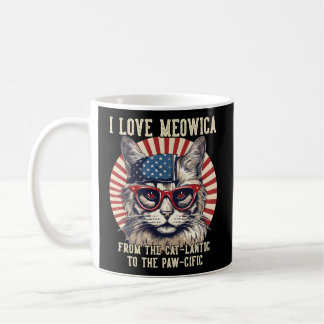 4. Juli Katze I Liebe Meowica Patriotic Katze Kaffeetasse