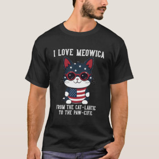 4. Juli Katze Ich Liebe Meowica Patriotische Katze T-Shirt