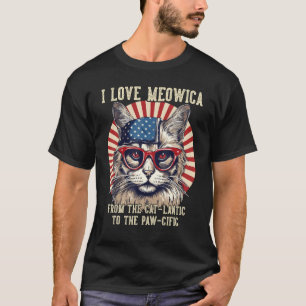 4. Juli Katze Lover, I Liebe Meowica Funny Patriot T-Shirt