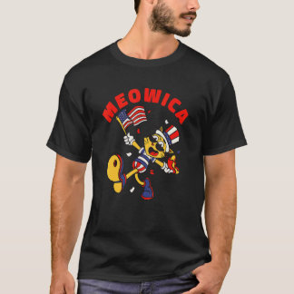 4. Juli Katze Meowica Merica Amerikanische Flagge  T-Shirt