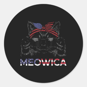 4. Juli Katze Meowica USA-Bandana Patriot Mädchen Runder Aufkleber