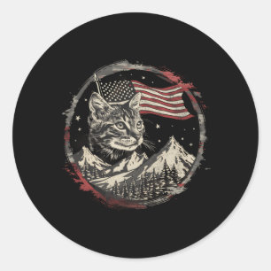 4. Juli Katze USA 4. Juli Patriotisch Runder Aufkleber