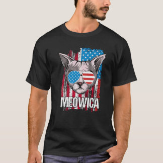 4. Juli Katzen-Meowica-patriotische-amerikanische- T-Shirt