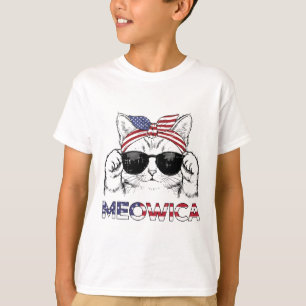 4. Juli Katzen-Meowica-USA-Bandana patriotische Mä T-Shirt
