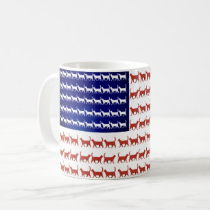 4. Juli Katzenflagge Rot Weiß und Blau Kaffeetasse