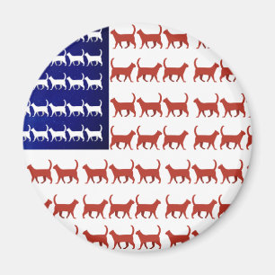 4. Juli Katzenflagge Rot Weiß und Blau Magnet