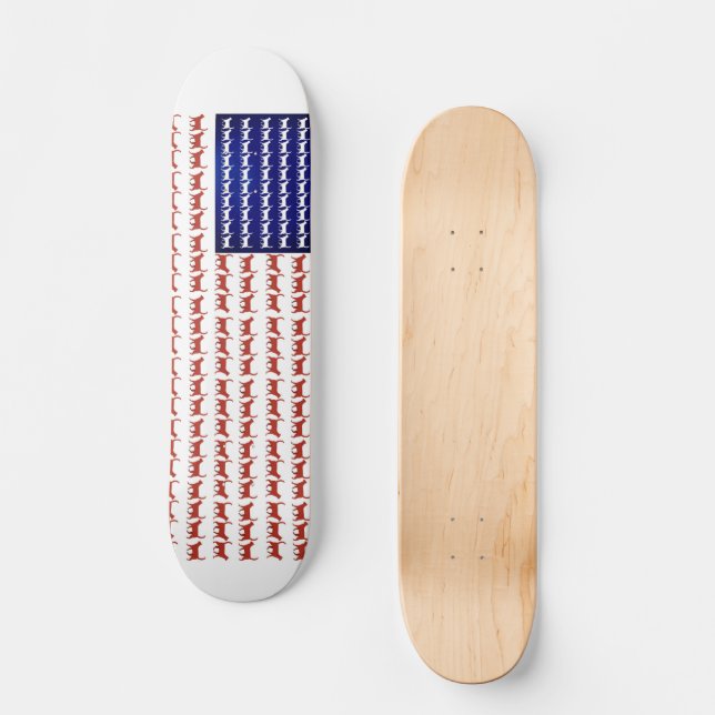 4. Juli Katzenflagge Rot Weiß und Blau Skateboard (Vorderseite)