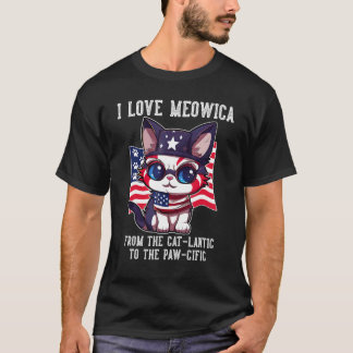 4. Juli Katzenliebhaber, ich liebe Meowica lustig  T-Shirt