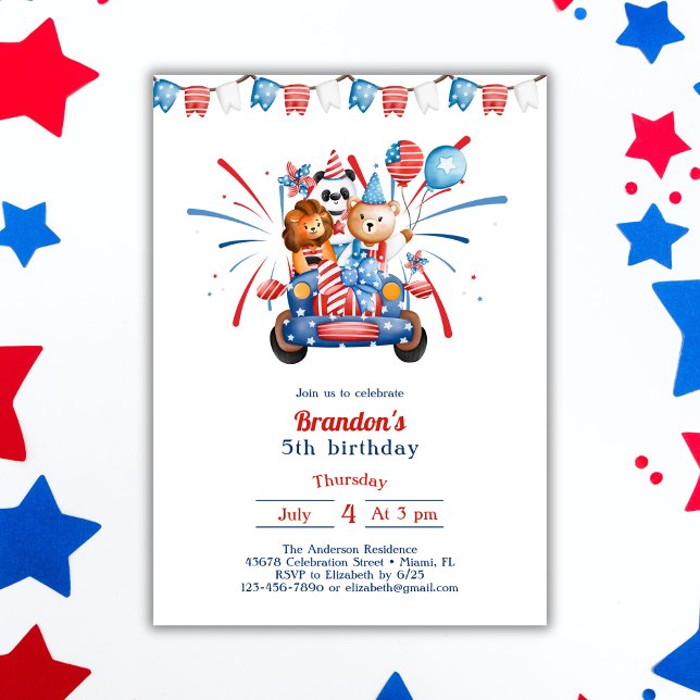 4. Juli Kinder Unabhängigkeit Tag 5. Geburtstag Einladung (Von Creator hochgeladen)