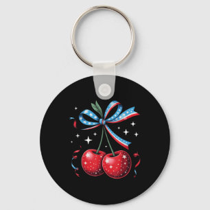 4. Juli-Kirschen Kokette Schleife Patriotische Kir Schlüsselanhänger