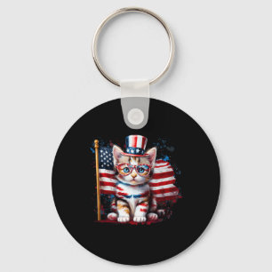 4. Juli Kitty Cat American Flag America Usa Ca Schlüsselanhänger