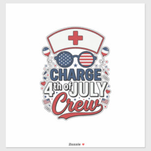 4. Juli Krankenpfleger Crew Patriotisches Medizini Aufkleber