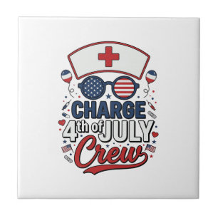 4. Juli Krankenpfleger Crew Patriotisches Medizini Fliese