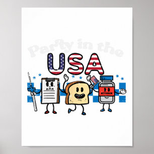 4. Juli Krankenpfleger Party Usa Ativan Scrub Top Poster