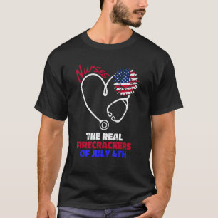 4. Juli Krankenschwester Stethoskop Herz Patriotis T-Shirt