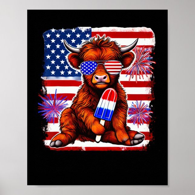 4. Juli Kuh Popsicle Feuerwerk USA Poster (Vorne)