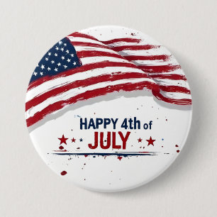 4. Juli - Künstlerische US-Flagge Farbe Spritzer Button