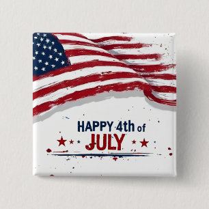 4. Juli - Künstlerische US-Flagge Farbe Spritzer Button