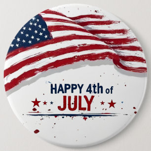 4. Juli - Künstlerische US-Flagge mit Farbklecksen Button
