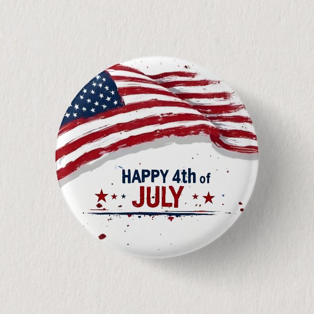 4. Juli - Künstlerische US-Flagge Paint Splatter Button (Vorderseite)