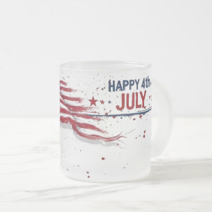 4. Juli - Künstlerische US-Flagge Paint Splatter Mattglastasse