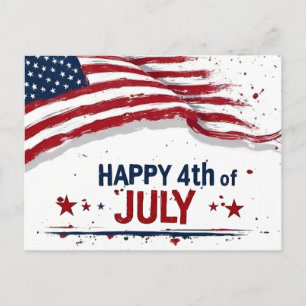 4. Juli - Künstlerische US-Flagge Paint Splatter Postkarte