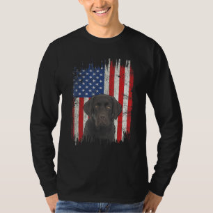 4. Juli Labrador American Flag Patriotic Choco T-Shirt