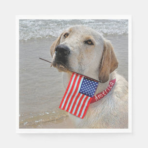 4. Juli Labrador Retriever mit Flagge Serviette