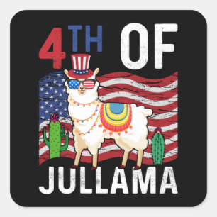 4. Juli Lamas Patriotische US-Flagge 4. Juli Quadratischer Aufkleber