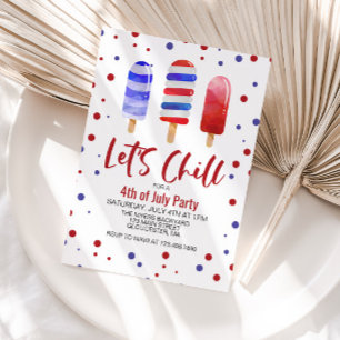 4. Juli Lass uns Chill Rot Weiß Blau Eis-Pops Einladung