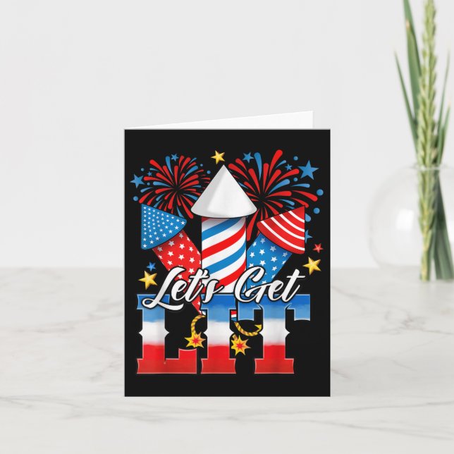 4. Juli Lasse Lit Fireworks Funny Patriotic Karte (Vorderseite)