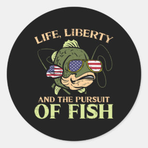 4. Juli Lebensfreude Jagd Fisch Funny Fishing P Runder Aufkleber
