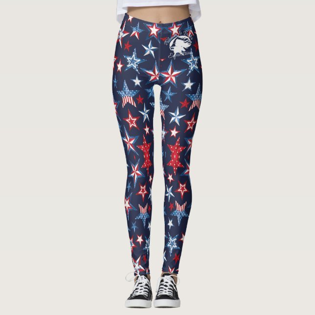4. Juli Leggings mit weißem B&BE-Logo (Vorderseite)